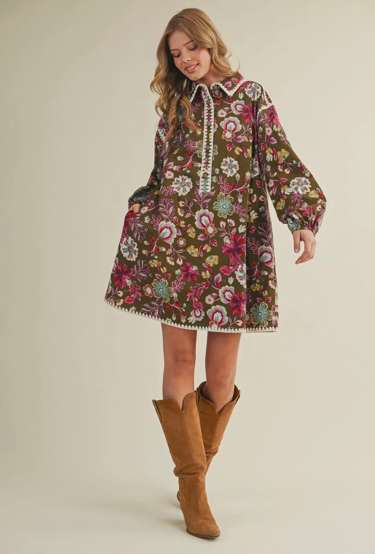 Avery Blanket Stitch Dress