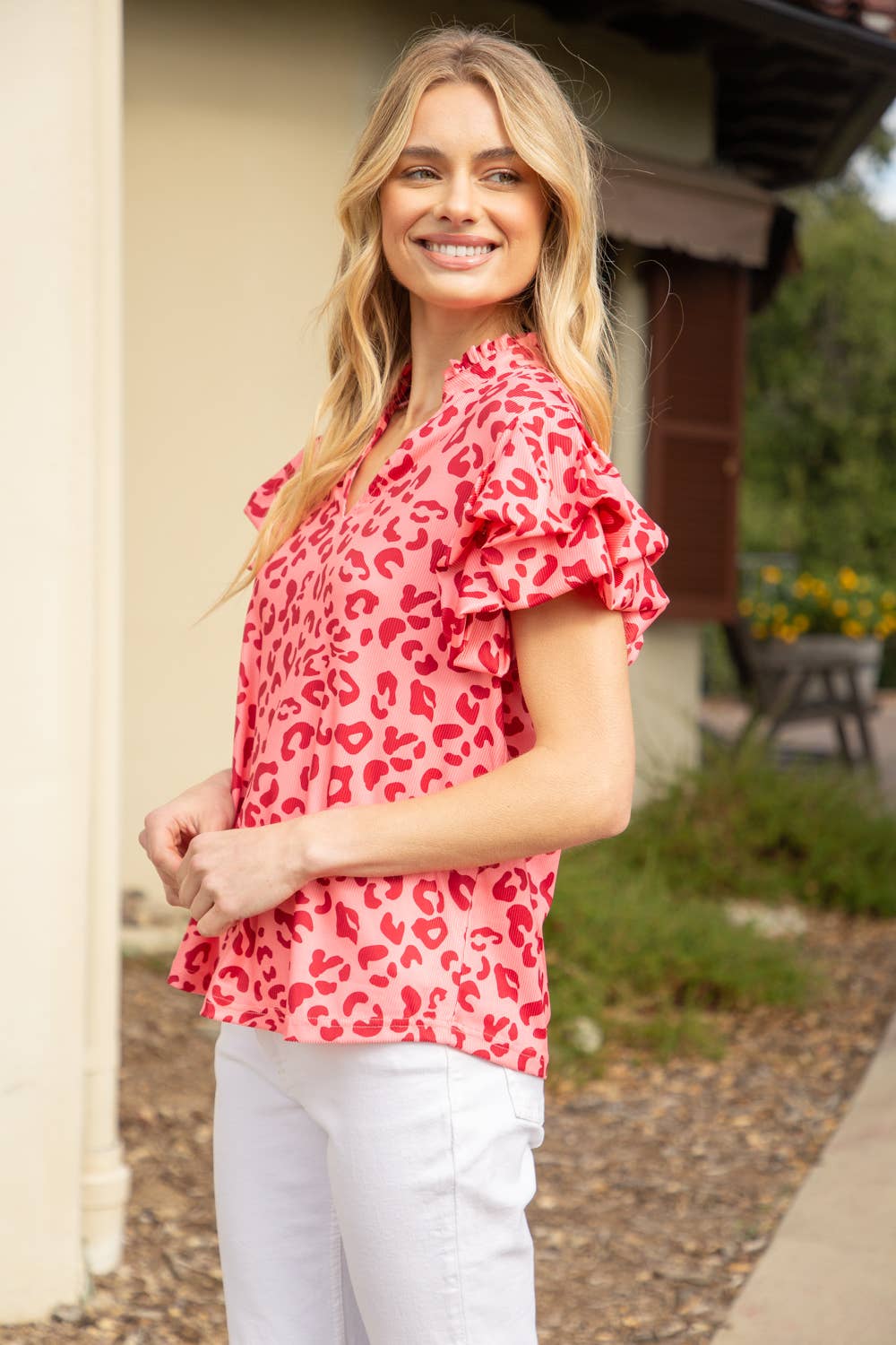 Casey Puff Bubble Sleeve Leopard Top