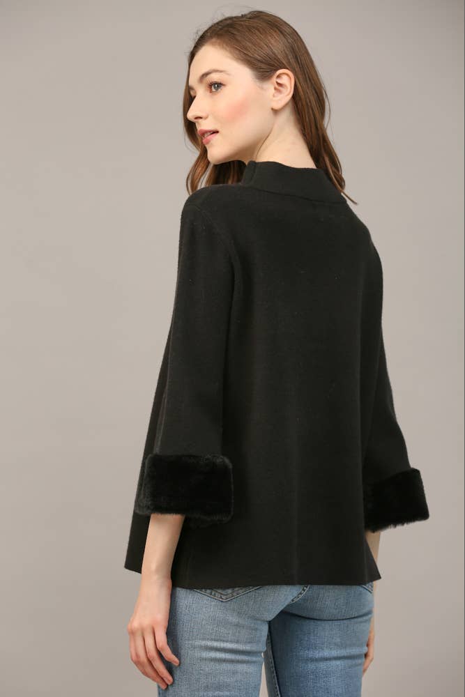 Annie Fur Sleeve Detail Sweater Top