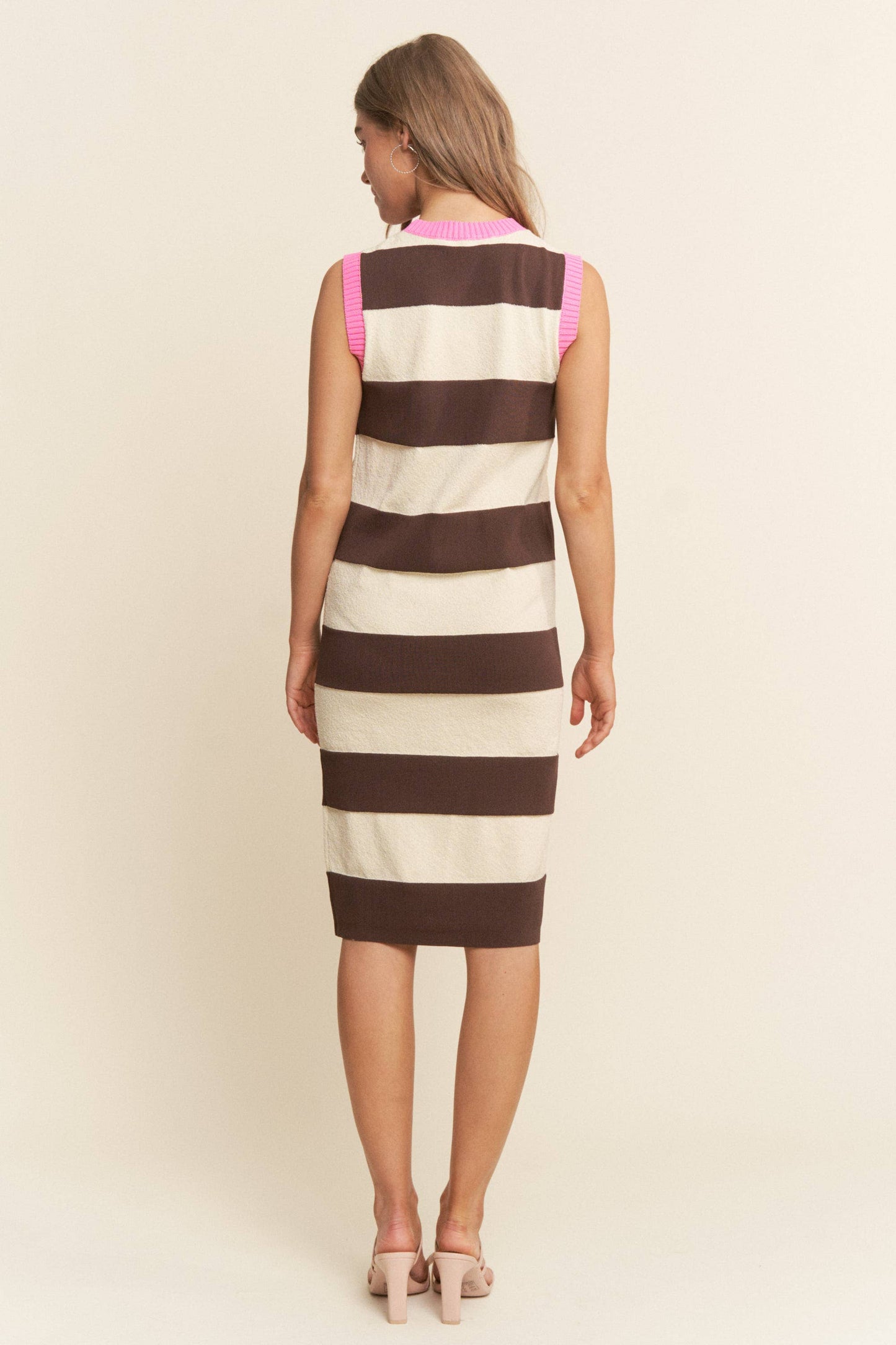 Lisa Striped Soft Knit Sleeveless Knit Dress