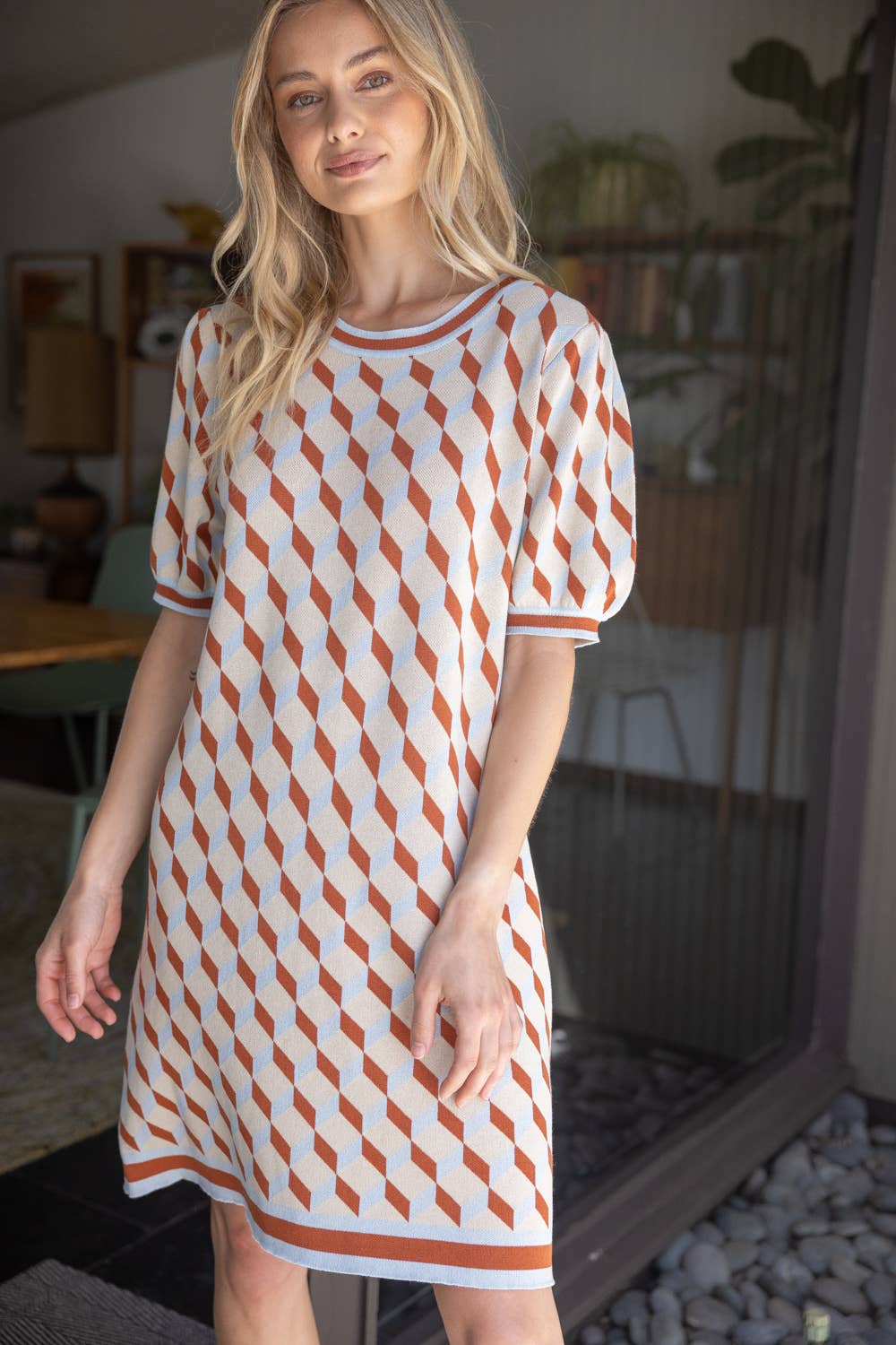 Finley Geo Printed Short Sleeve Knit Dress