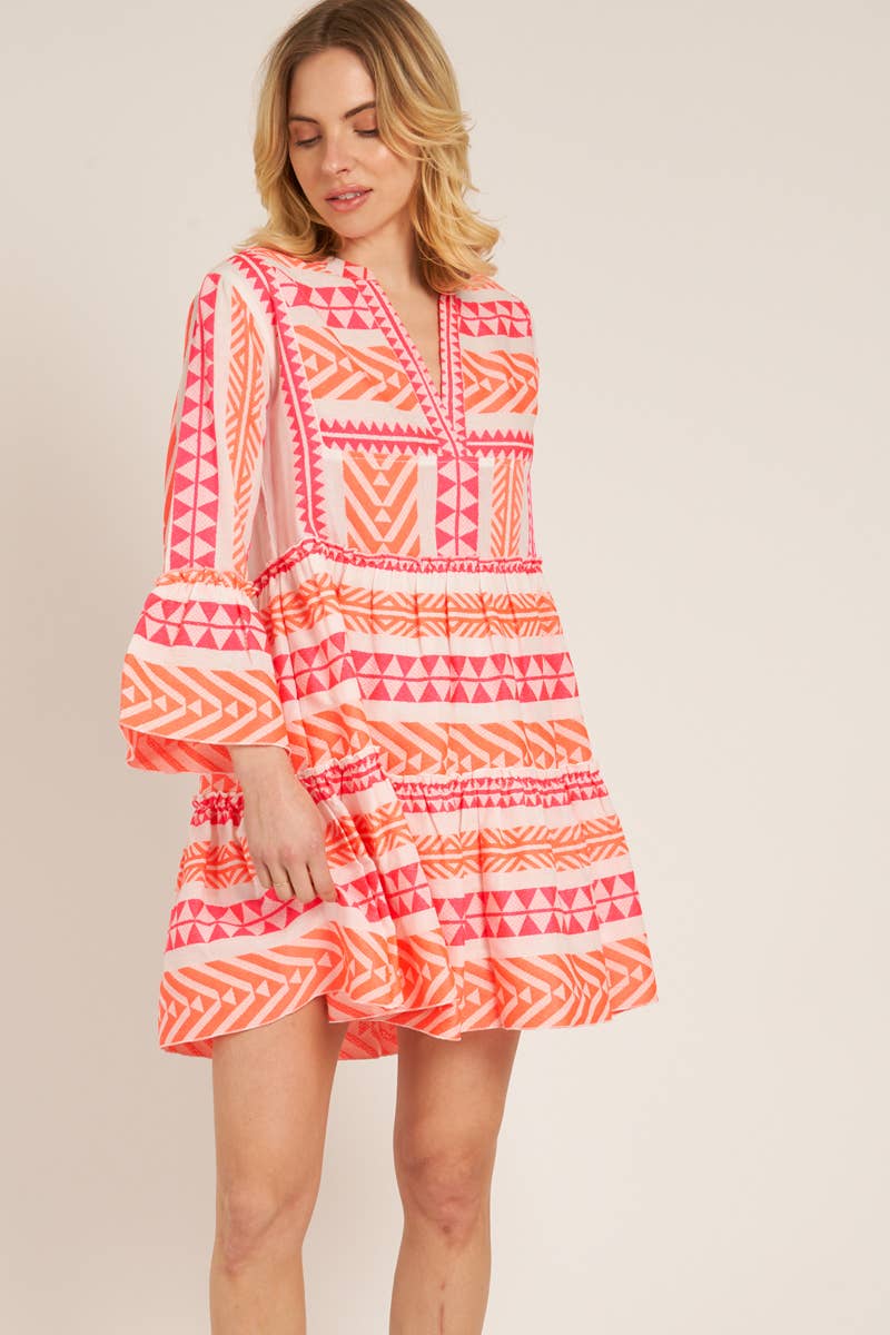 Bring on the Sun Embroidered 3/4 Sleeve Dress
