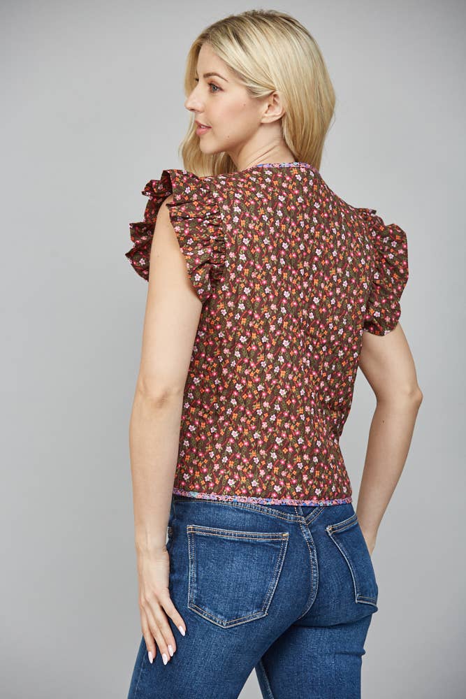 Morgan Floral Print Toggle Vest