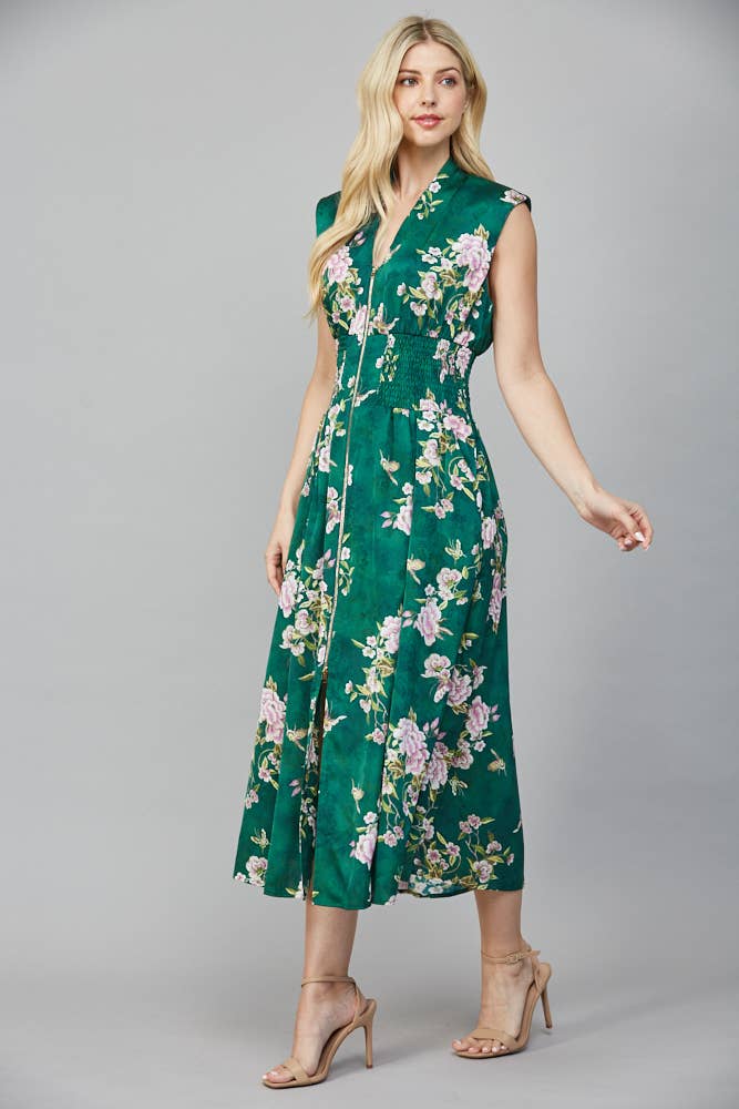 Kenzie Zip Front Floral Dress