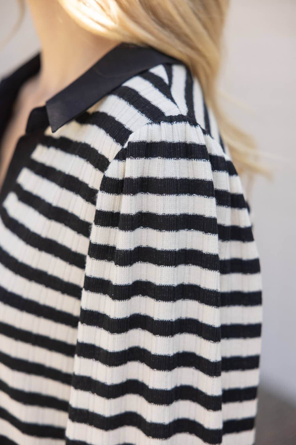 Kristy Collared Long Sleeve Striped Knit Dress