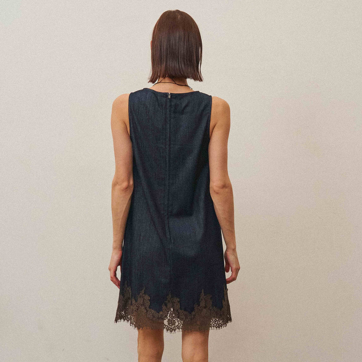 Reese Lace Trim Denim Mini Dress