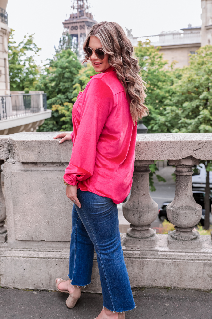 Shane Velvet Pink Button Down Top