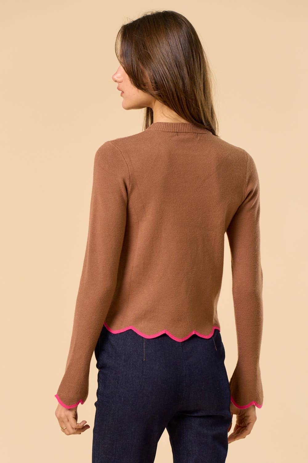 Play Date Scallop Edge Sleeve Sweater Top