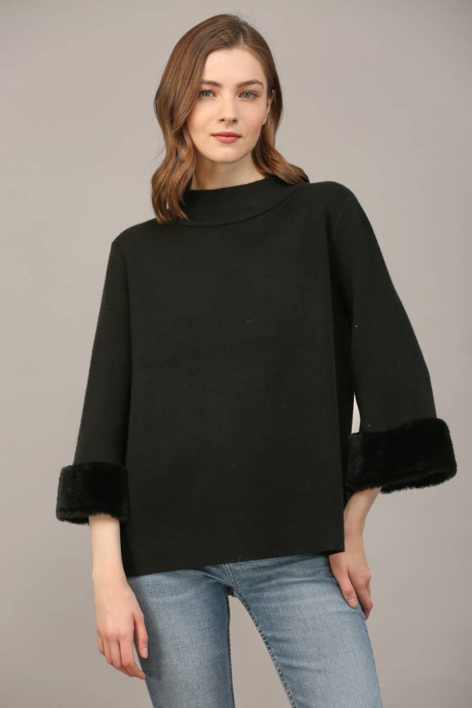 Annie Fur Sleeve Detail Sweater Top