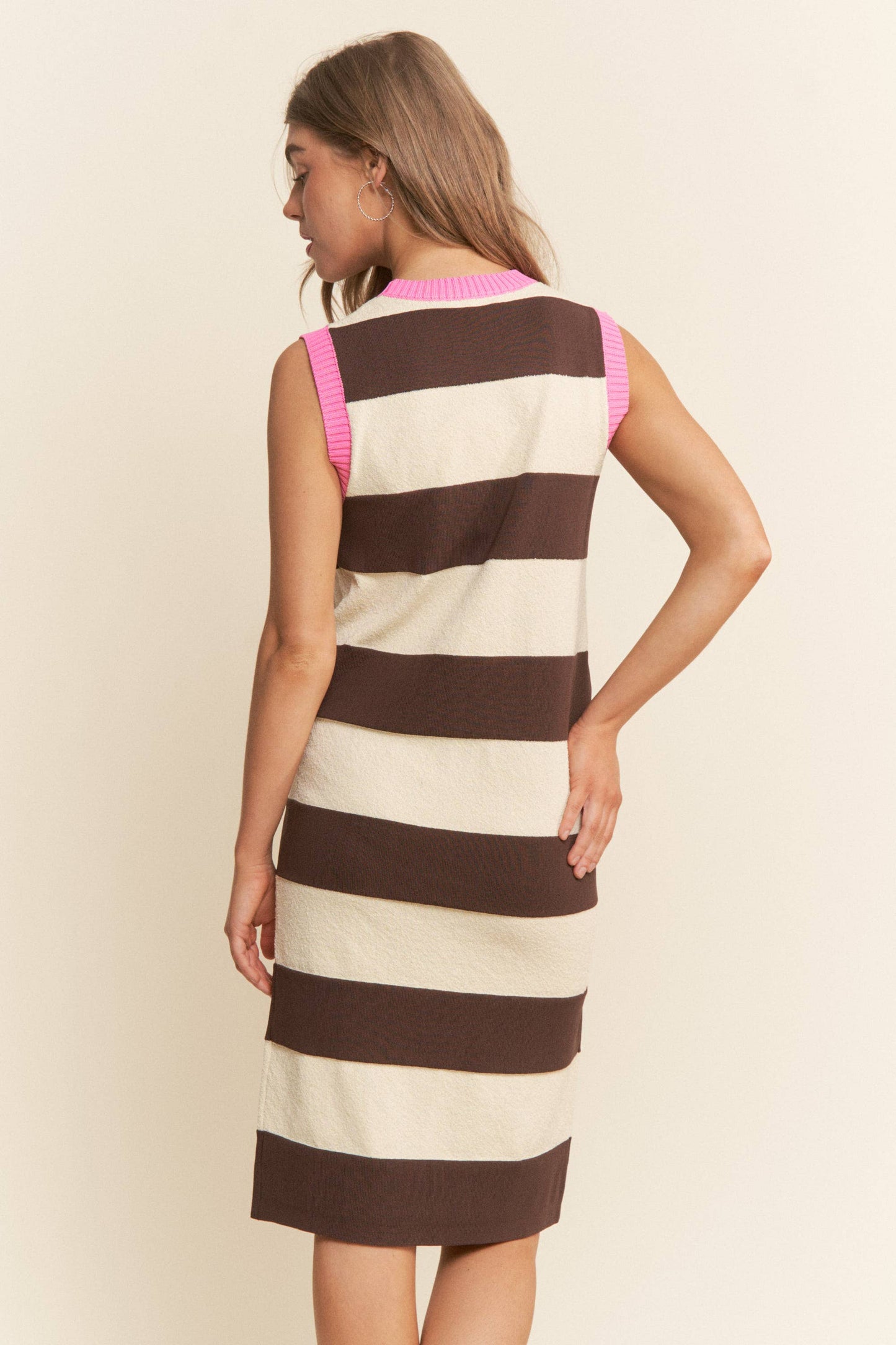 Lisa Striped Soft Knit Sleeveless Knit Dress