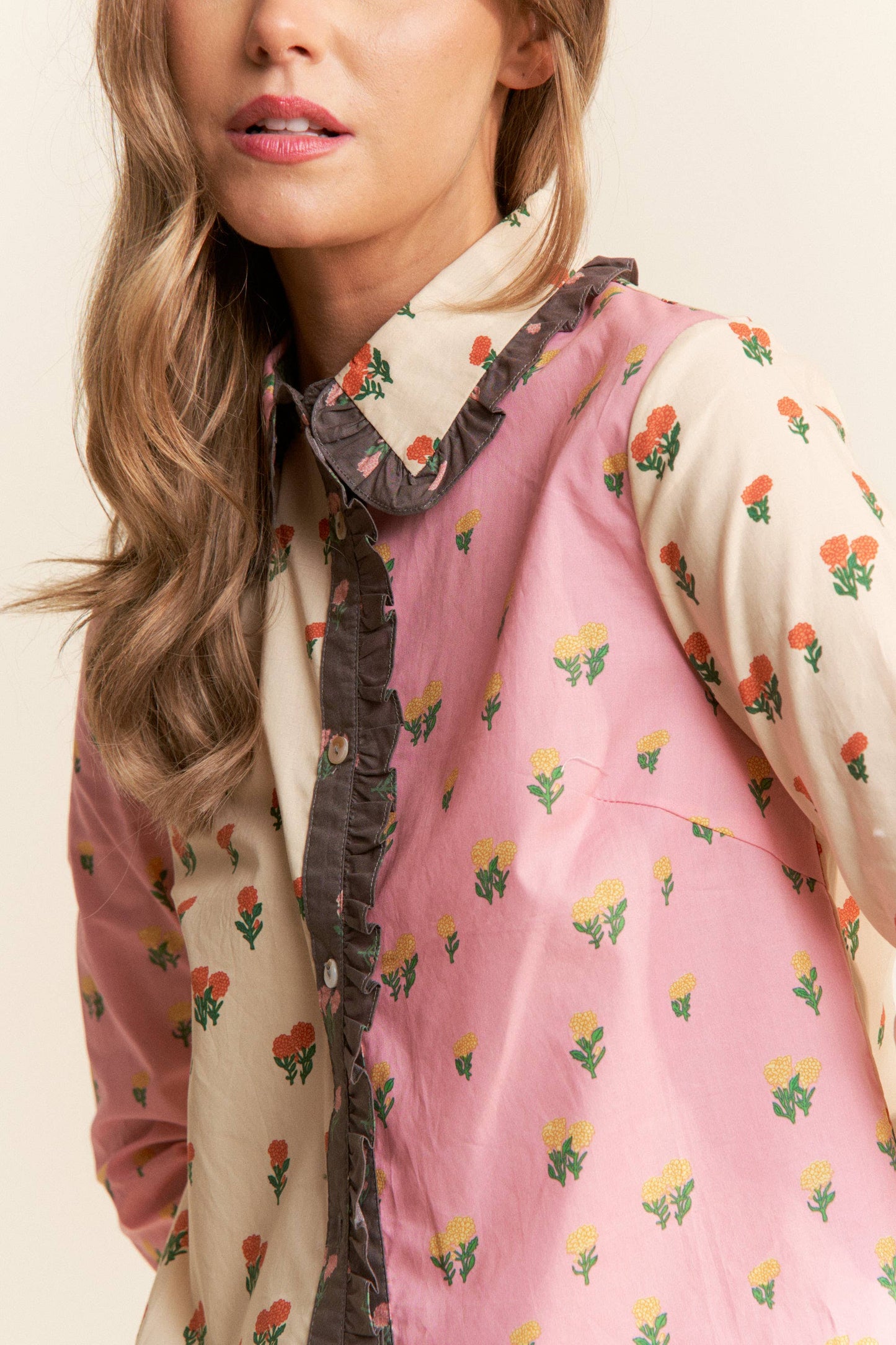 Annie Printed Button-Up Top