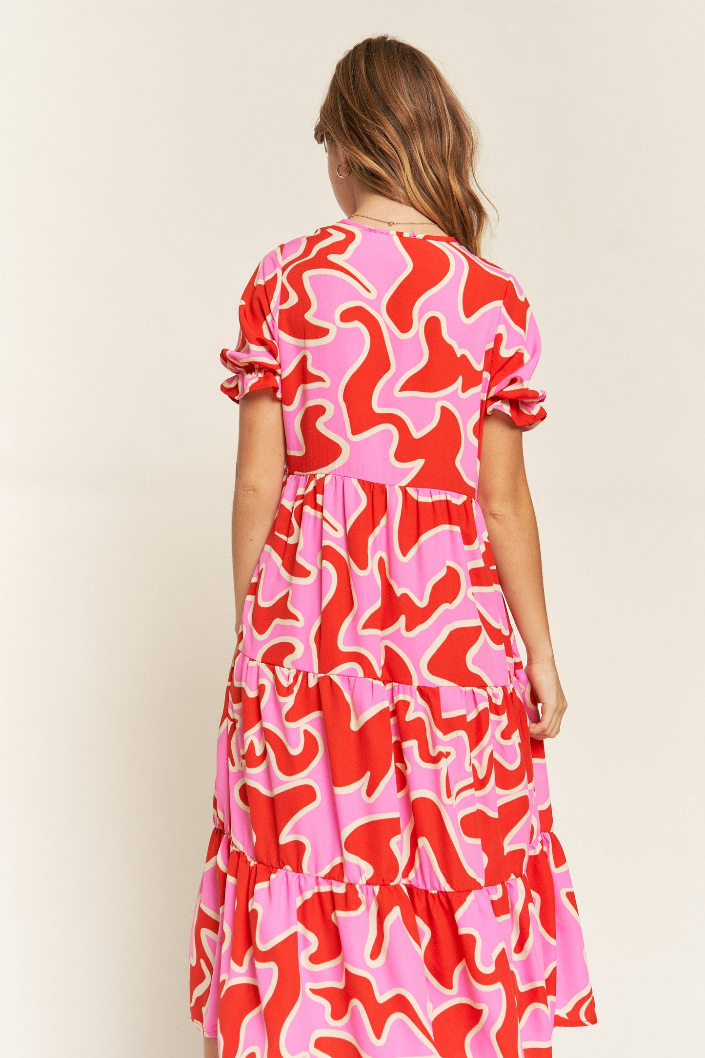 Beautiful Chaos Tiered Short Sleeve A-Line Midi Dress (2 colors)