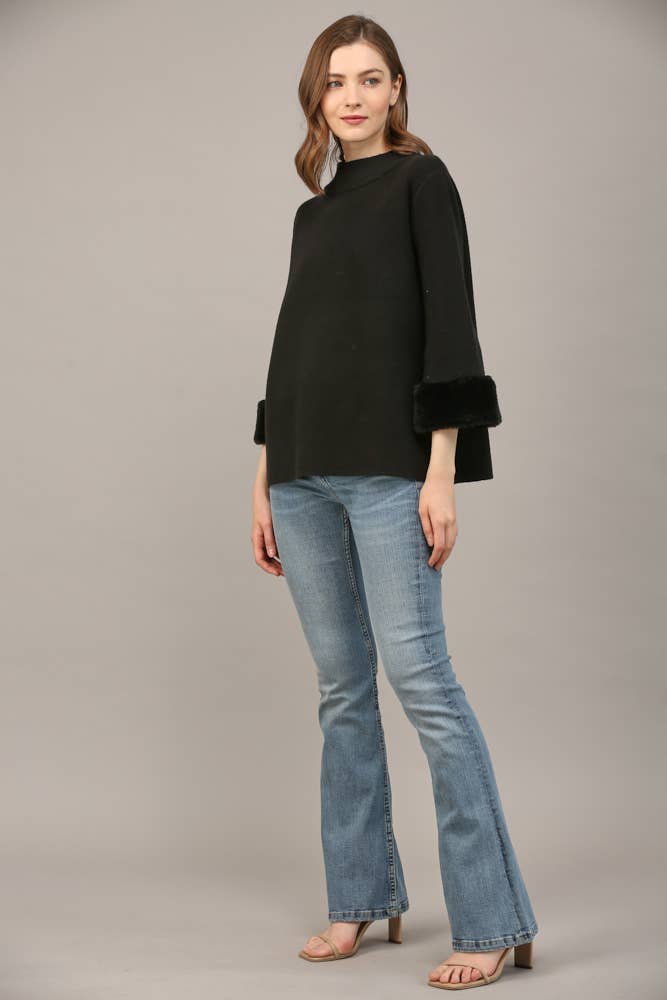 Annie Fur Sleeve Detail Sweater Top
