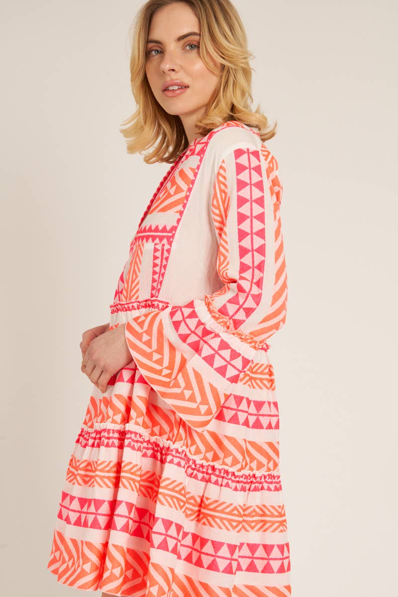 Bring on the Sun Embroidered 3/4 Sleeve Dress