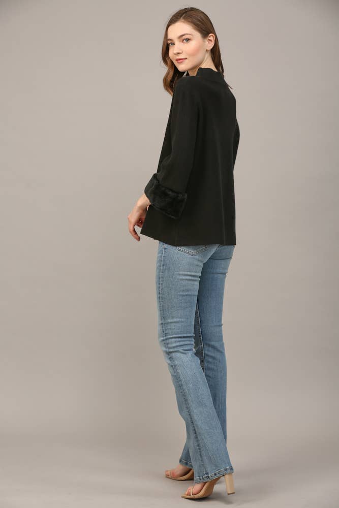 Annie Fur Sleeve Detail Sweater Top