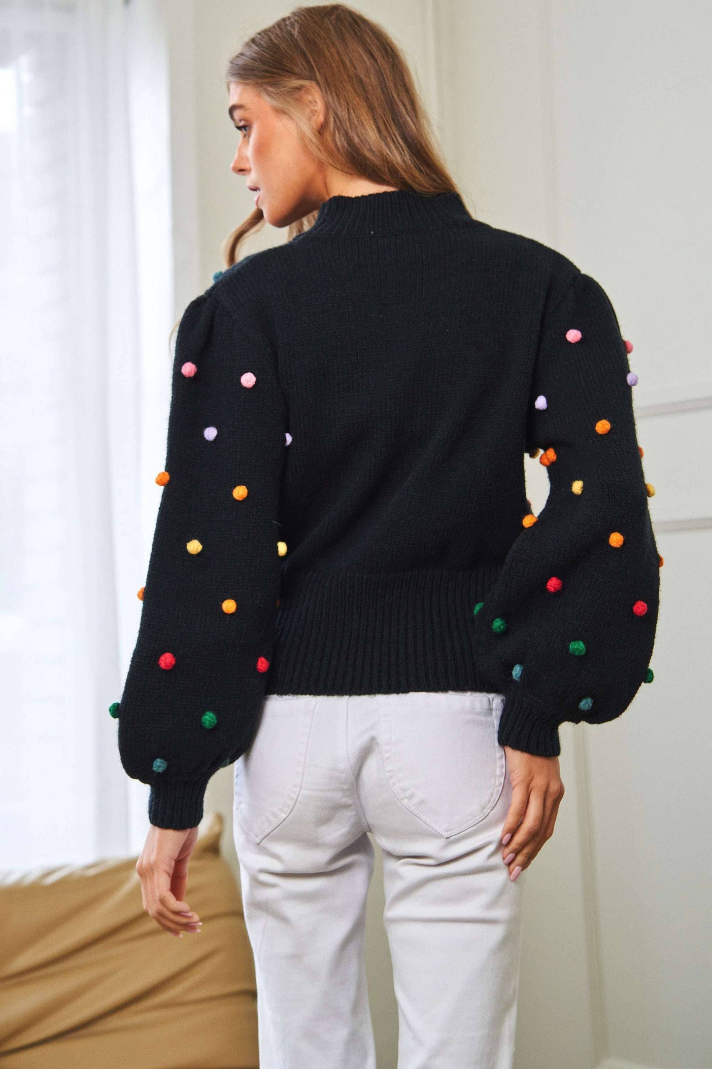 Rainbow Pom Sweater (2 colors)