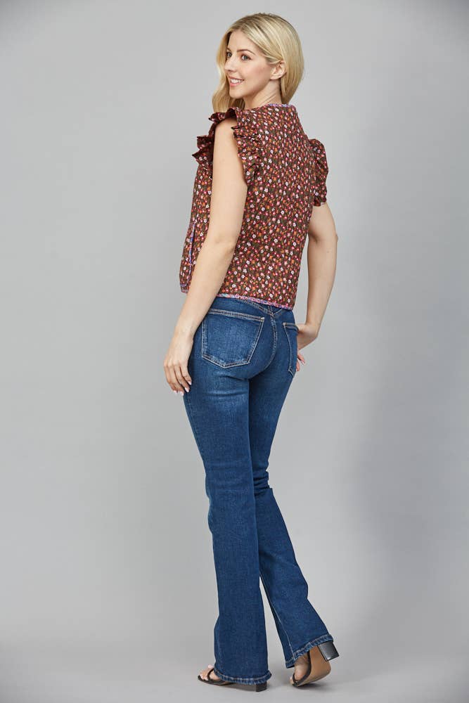Morgan Floral Print Toggle Vest