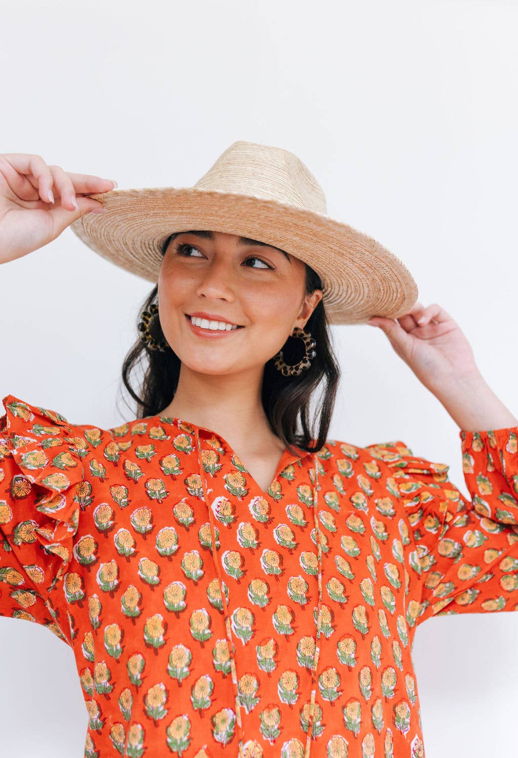 Tortoise Flower Outline Hoops-Sunshine Tienda