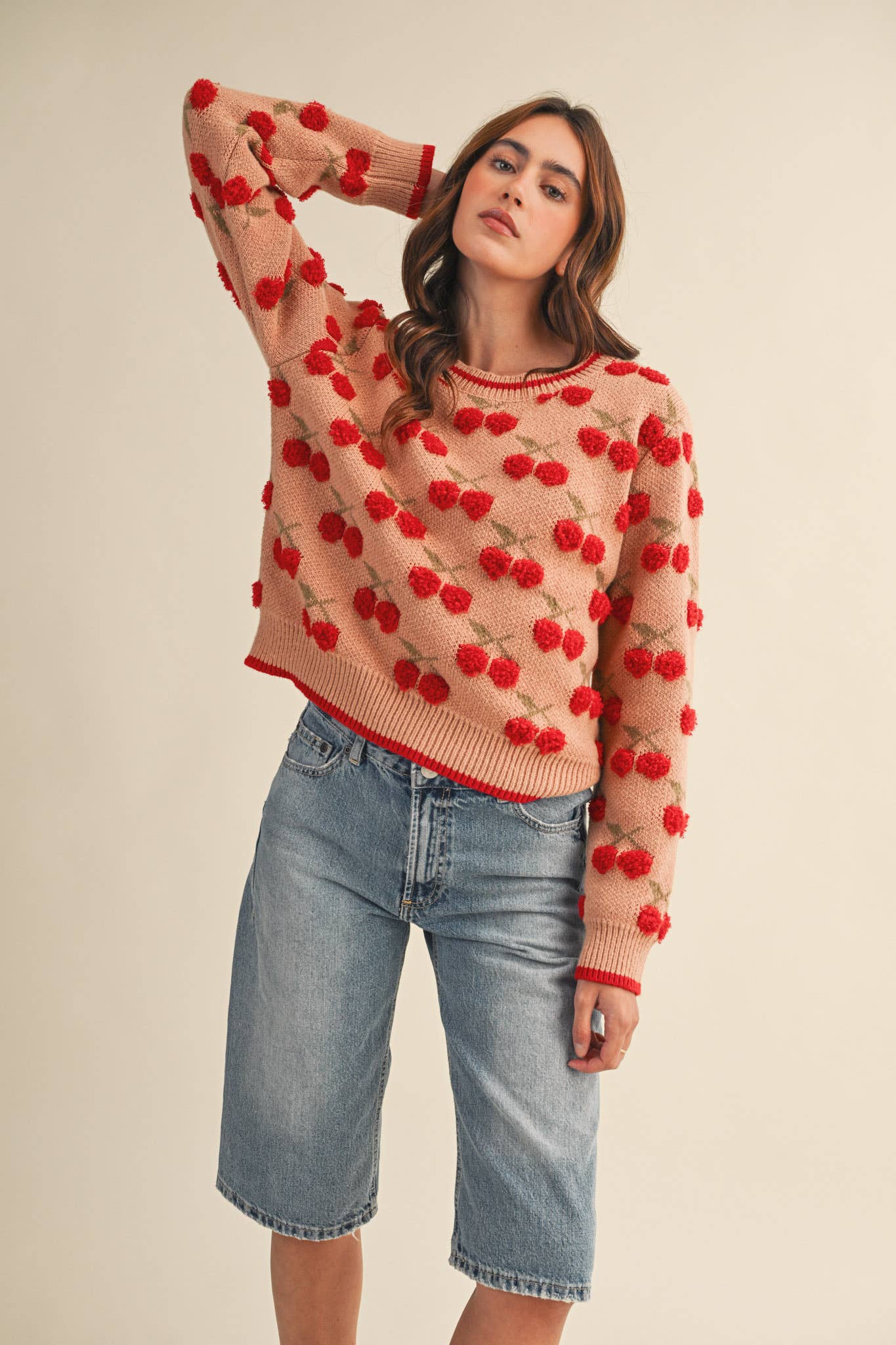 Jana Fuzzy Cherry Sweater