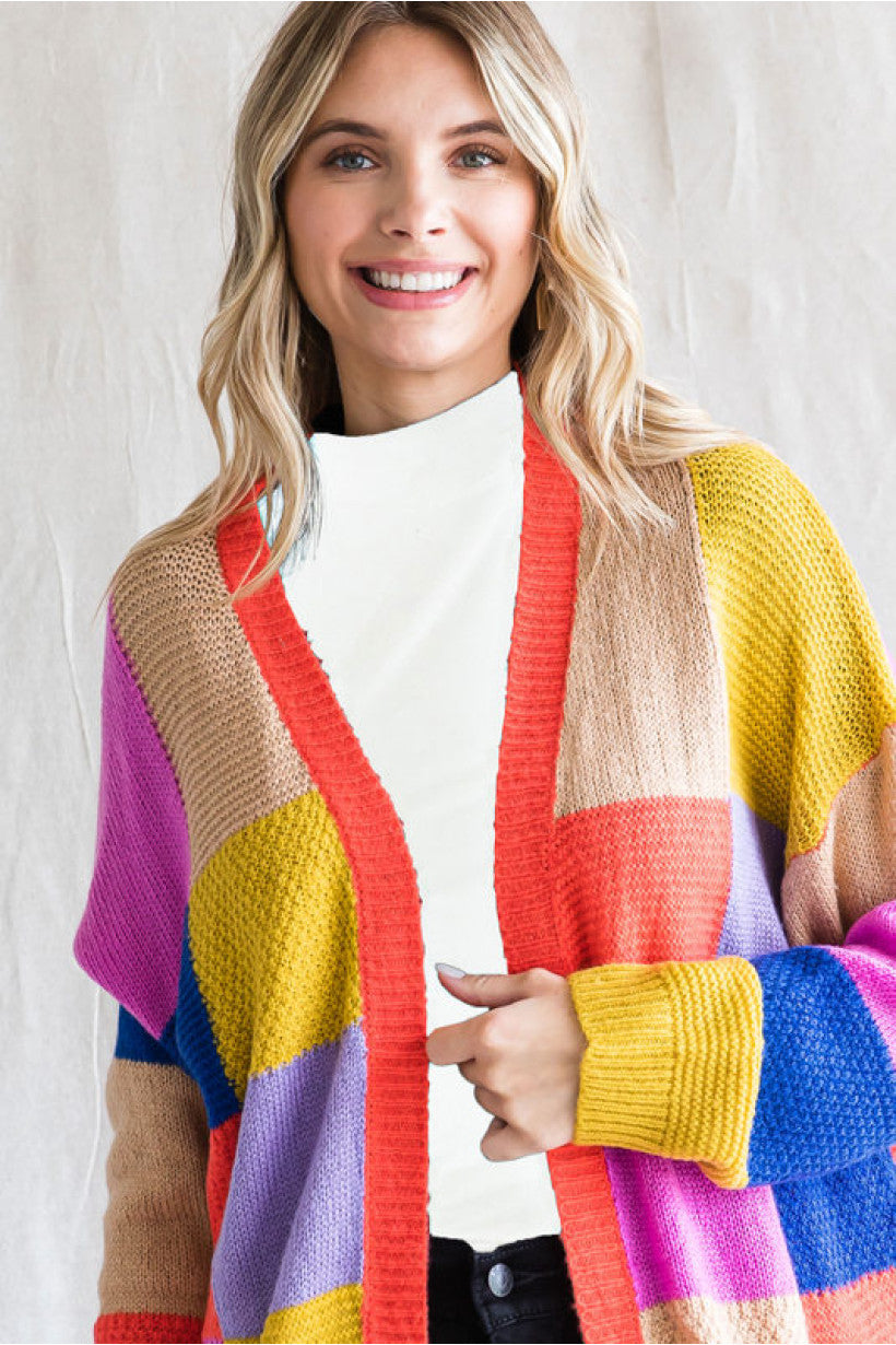 Feeling Fine Color Block Cardigan