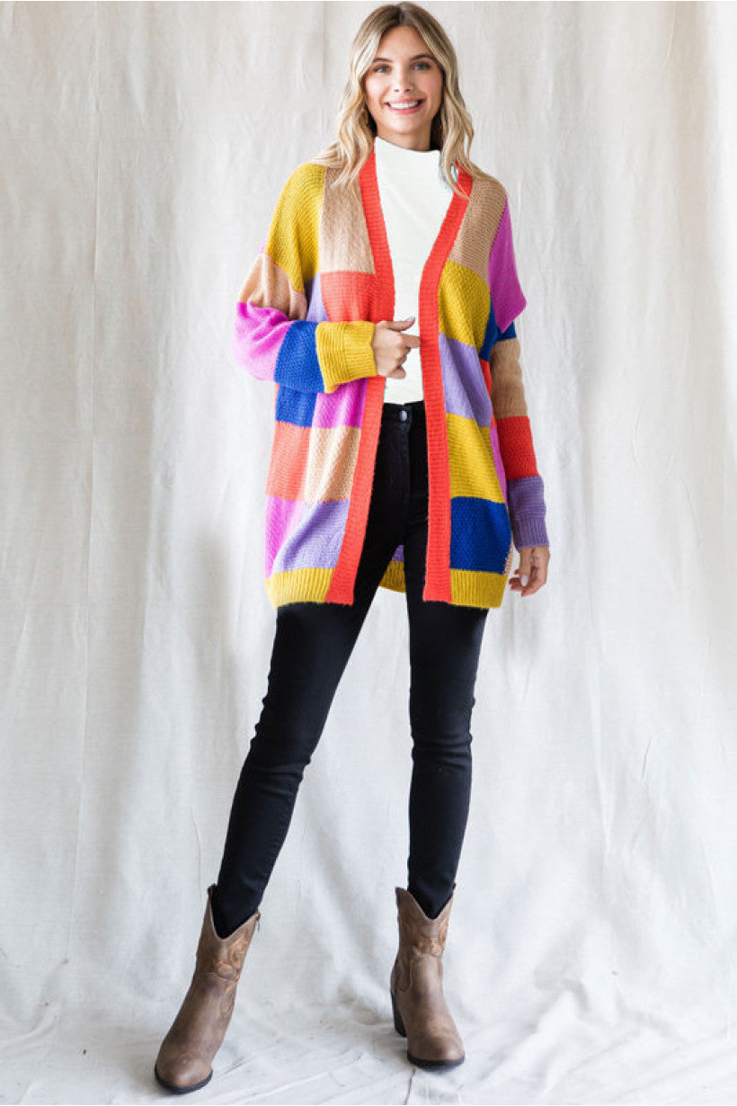 Feeling Fine Color Block Cardigan