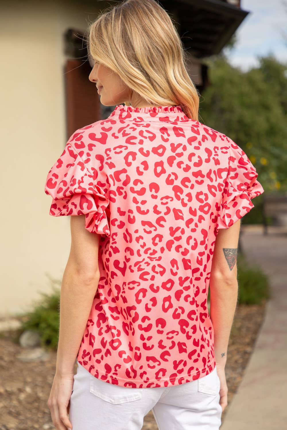 Casey Puff Bubble Sleeve Leopard Top