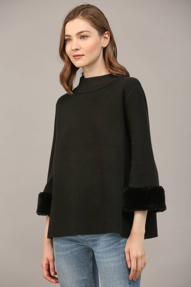 Annie Fur Sleeve Detail Sweater Top