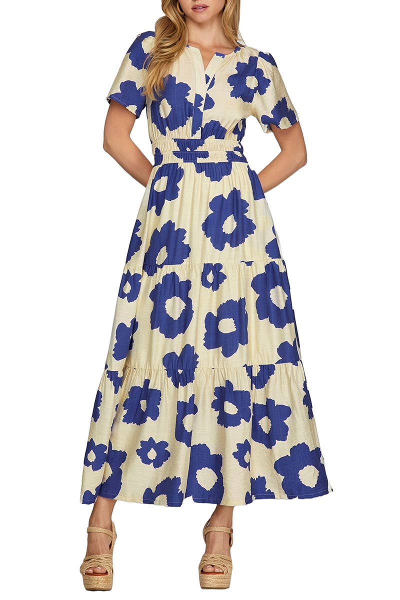 Heidi Floral Print Tiered Maxi Dress