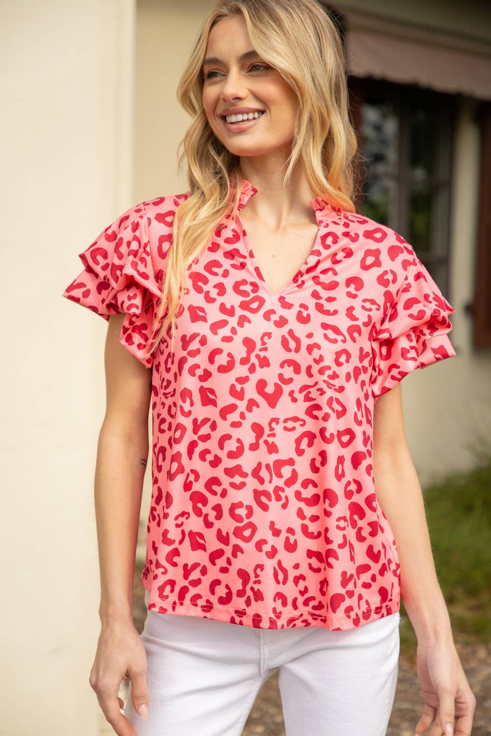 Casey Puff Bubble Sleeve Leopard Top