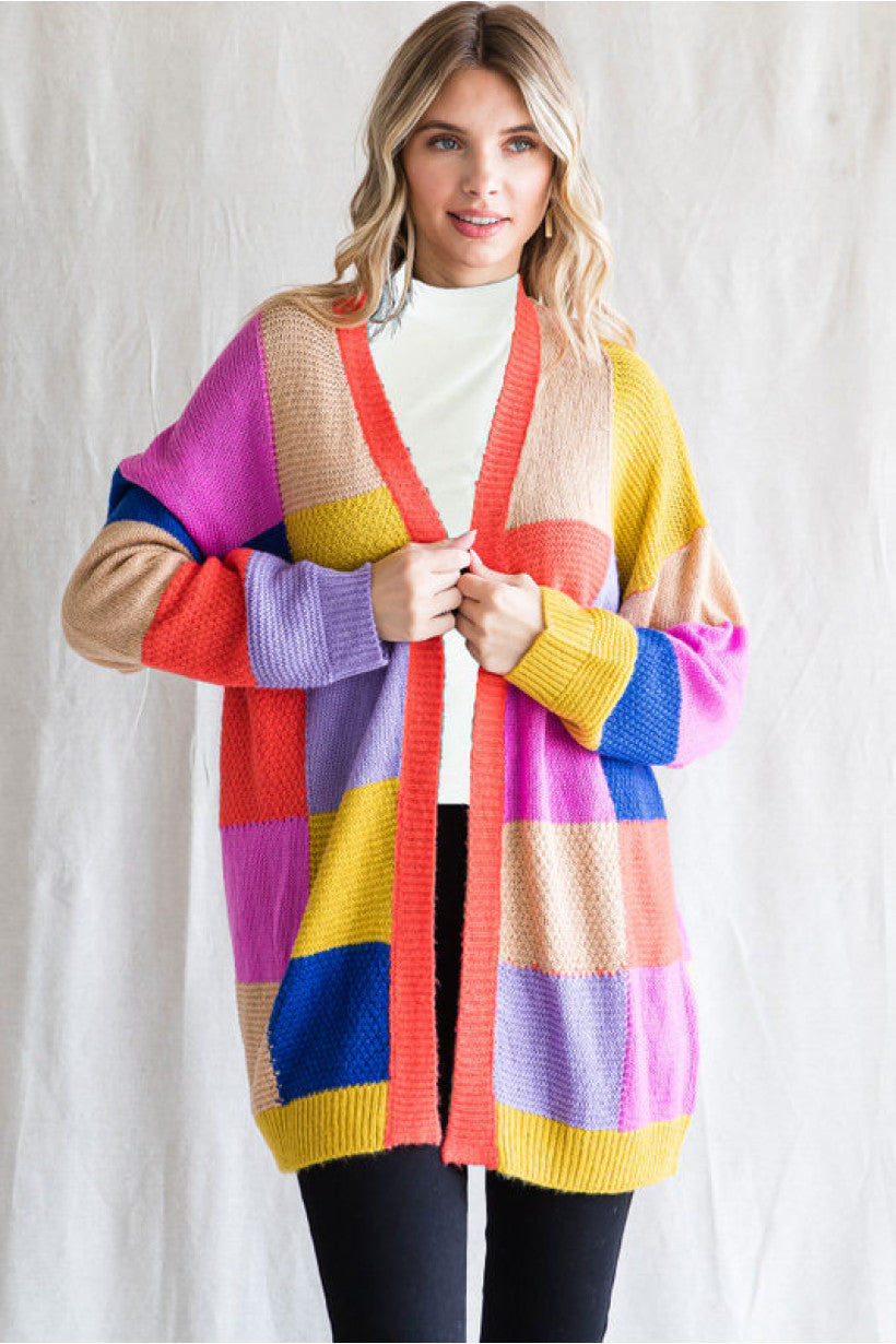 Feeling Fine Color Block Cardigan