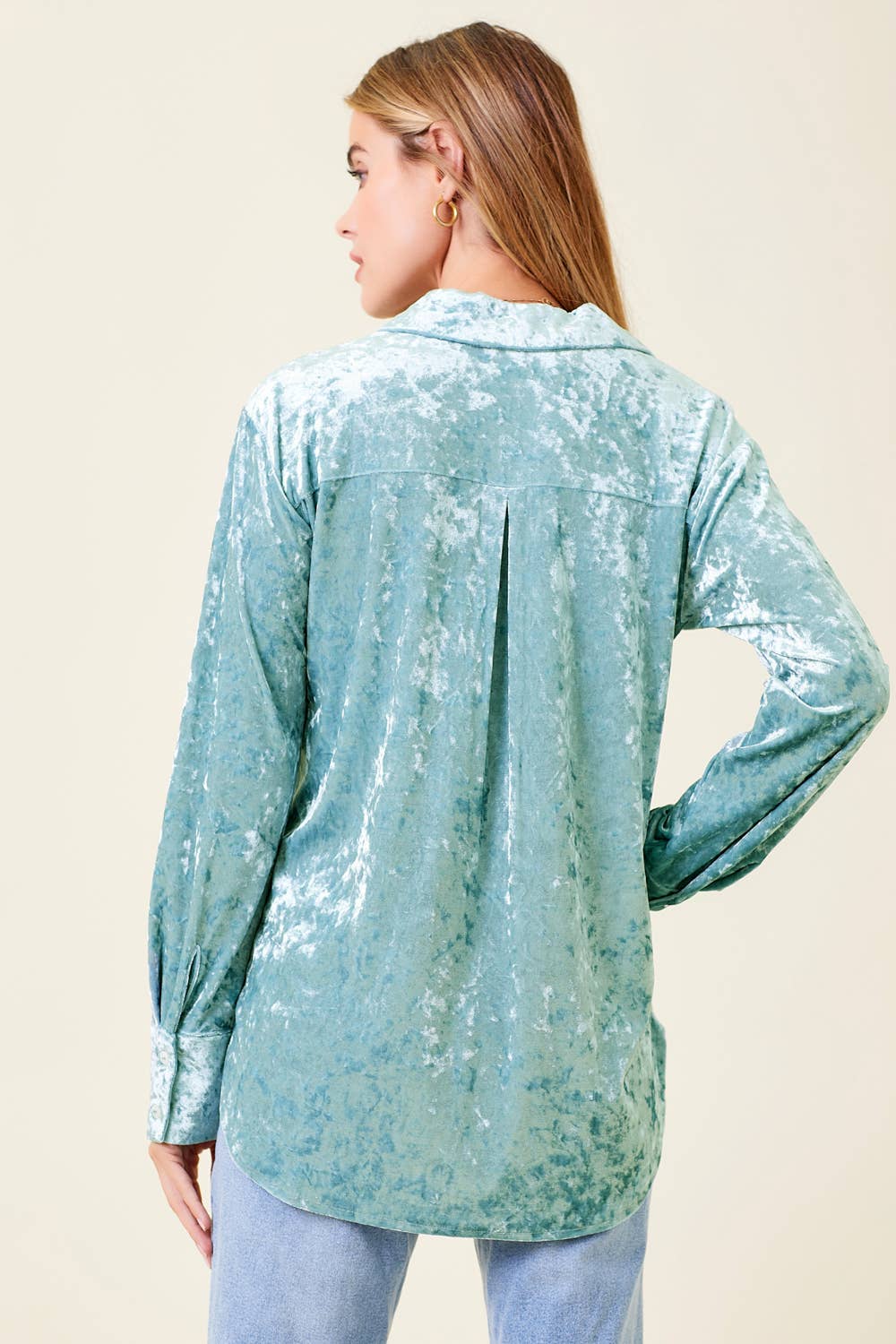 Bubbly Button Down Velvet Shirt