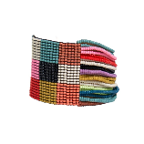 Checkered Beaded Stretch Bracelet