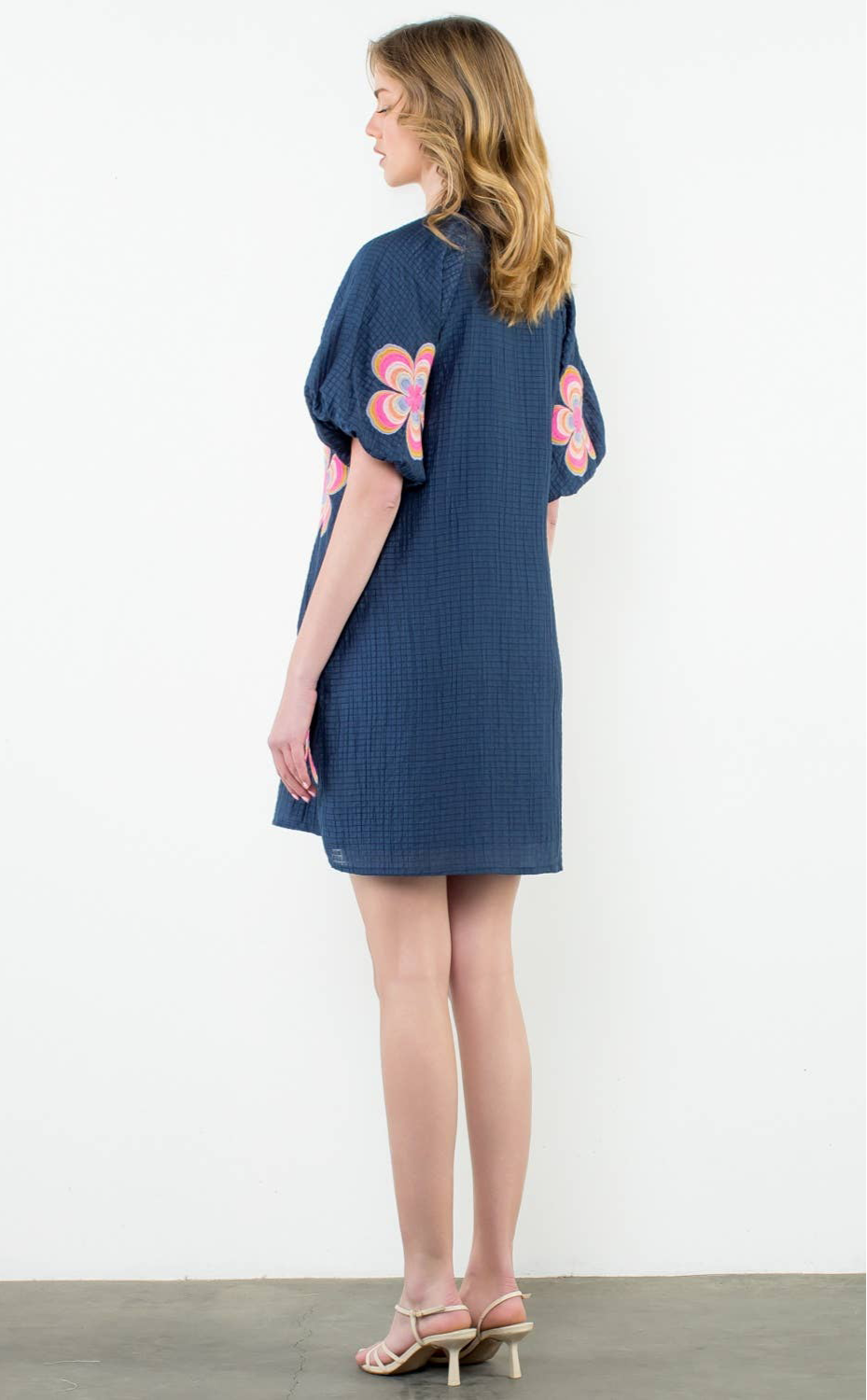 Sasha Flower Embroidered Dress: THML