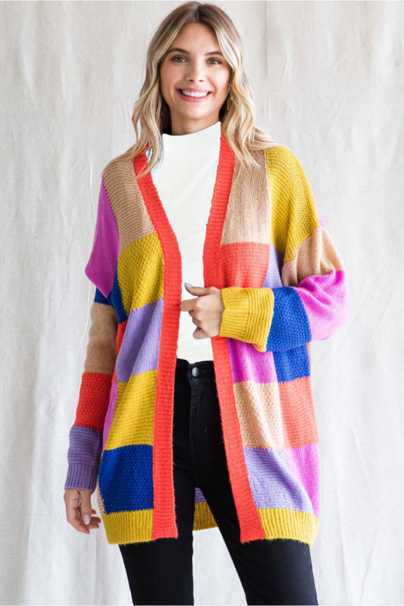 Feeling Fine Color Block Cardigan