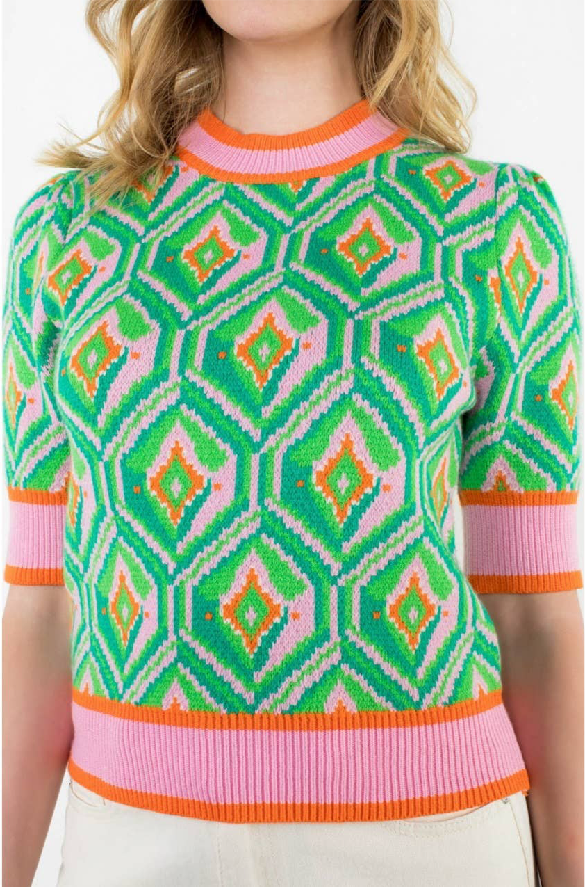 Harley Short Sleeve Pattern Knit Top: THML