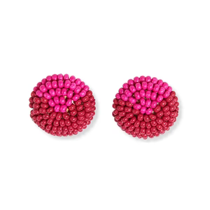 Pink Circle Bead Stud Earrings
