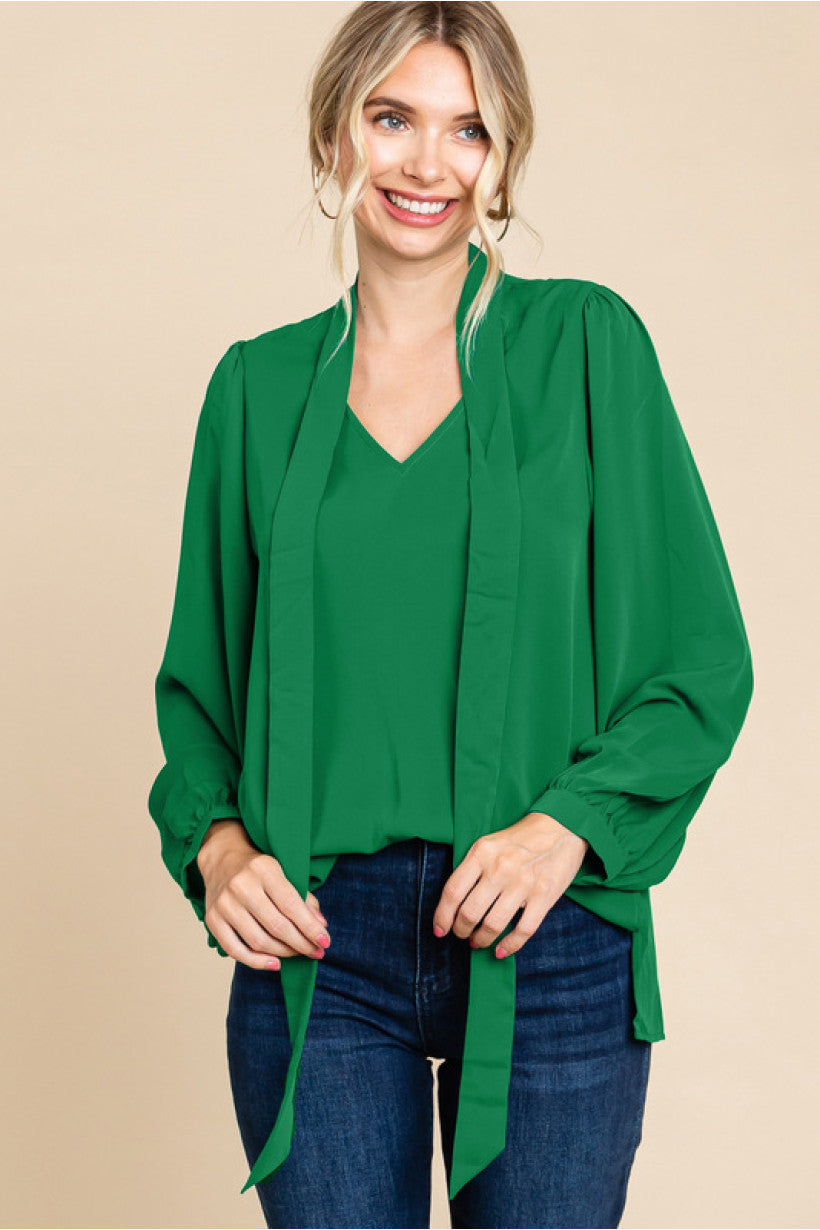 Classy Tie Neck Top (2 colors)
