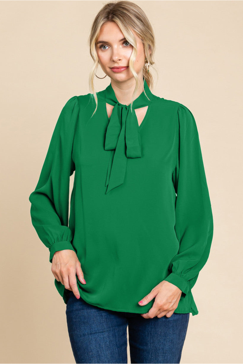 Classy Tie Neck Top (2 colors)