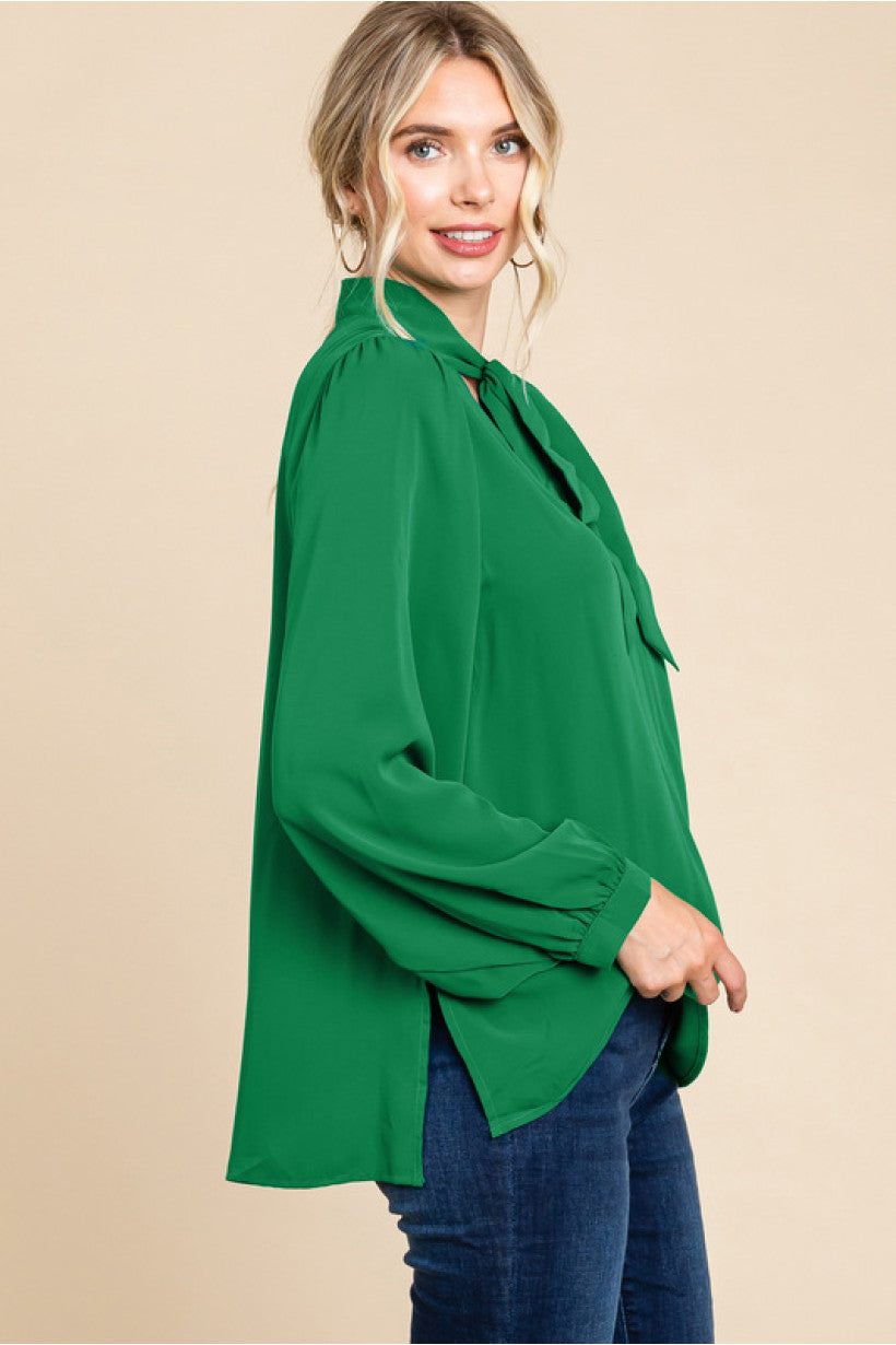 Classy Tie Neck Top (2 colors)