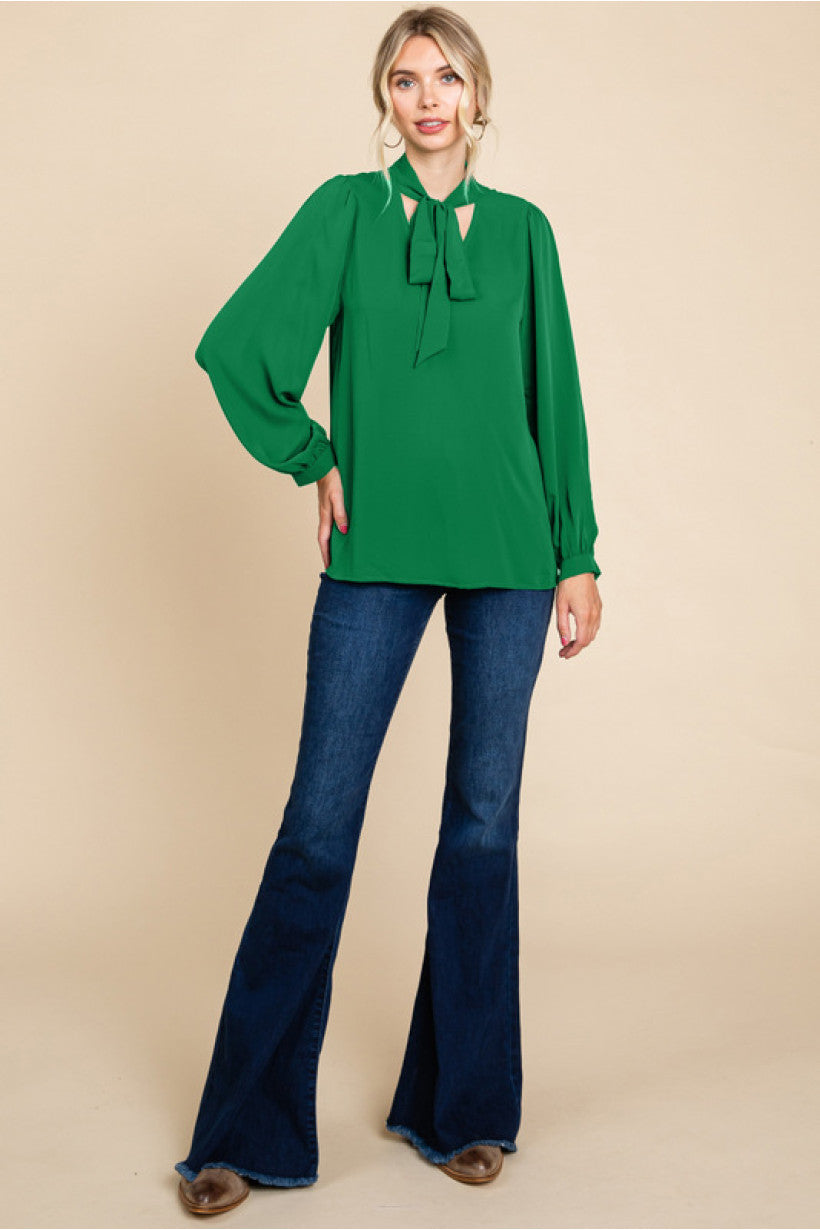 Classy Tie Neck Top (2 colors)