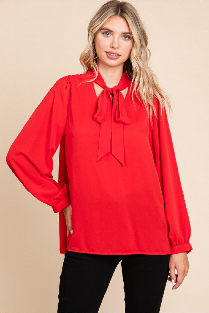 Classy Tie Neck Top (2 colors)