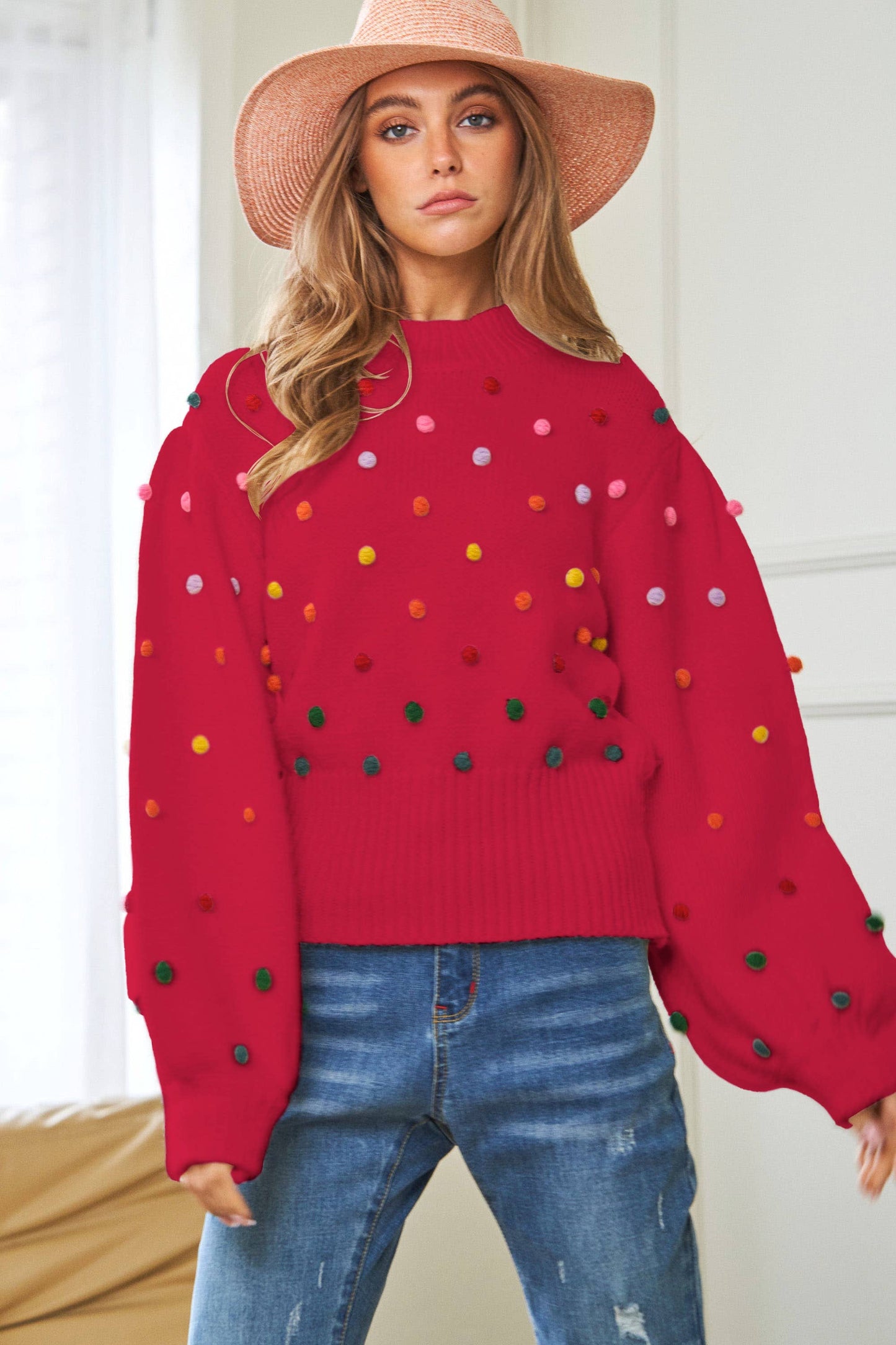 Rainbow Pom Sweater (2 colors)