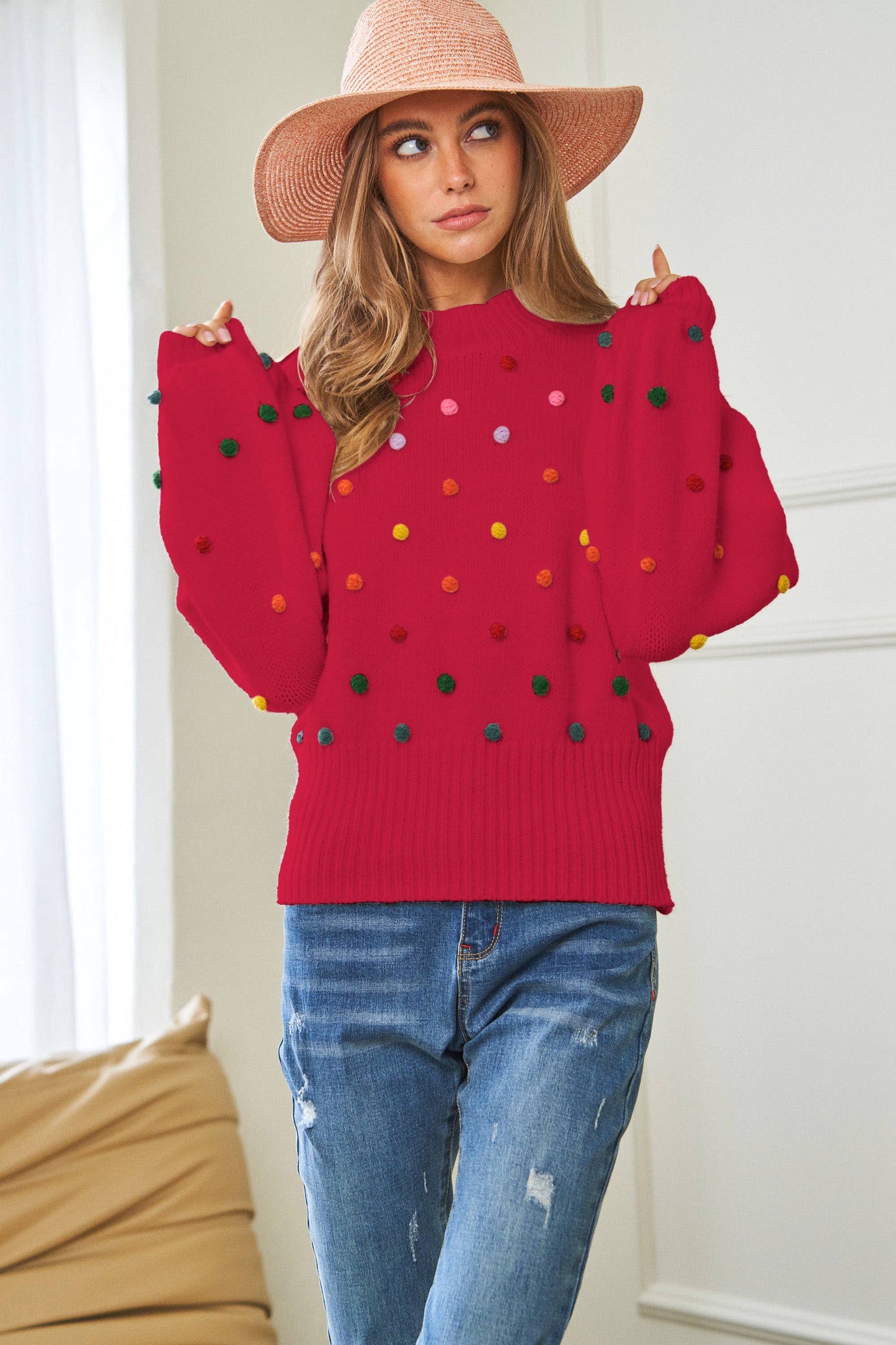 Rainbow Pom Sweater (2 colors)