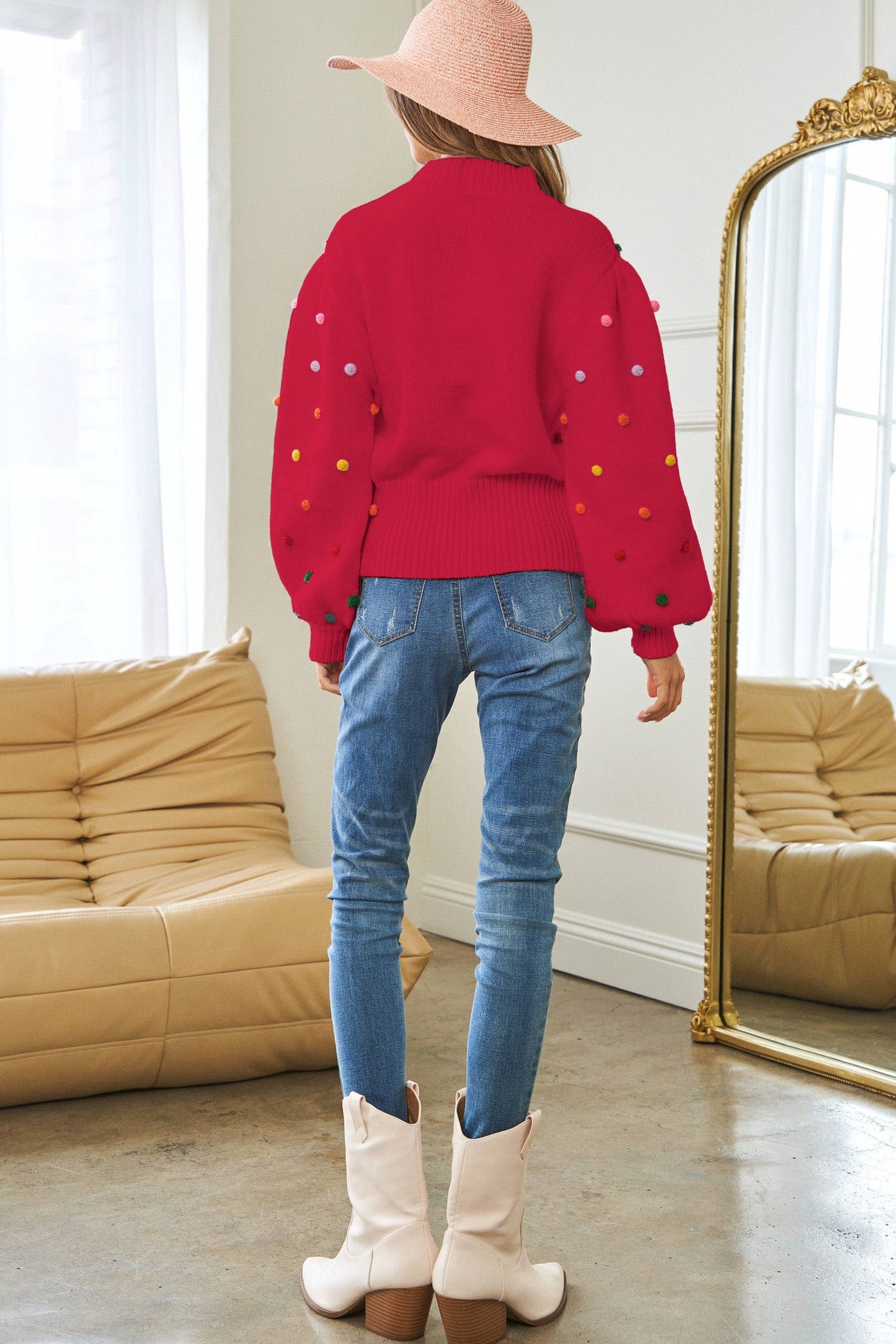Rainbow Pom Sweater (2 colors)