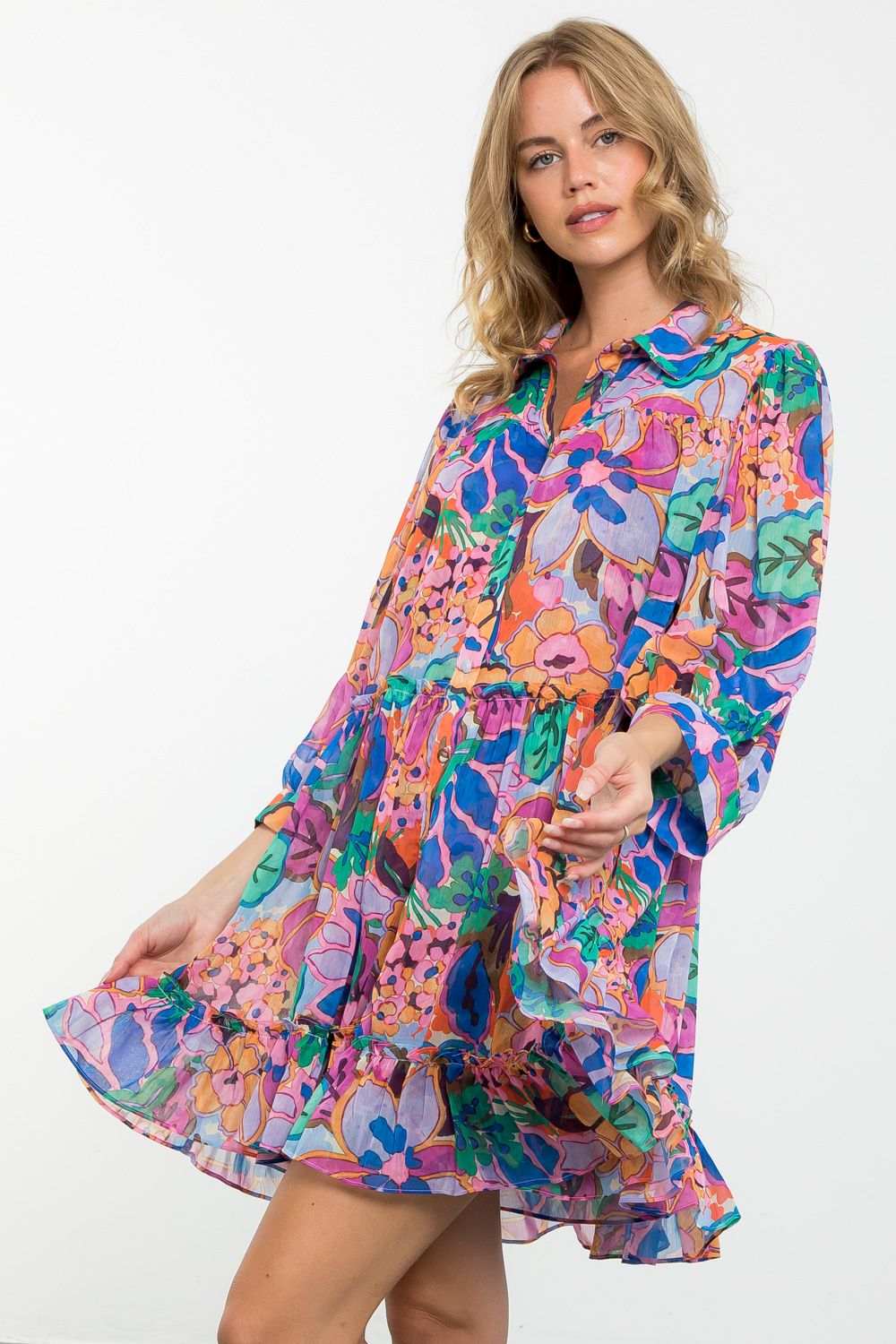 Flow is Flow Printed Dress-THML