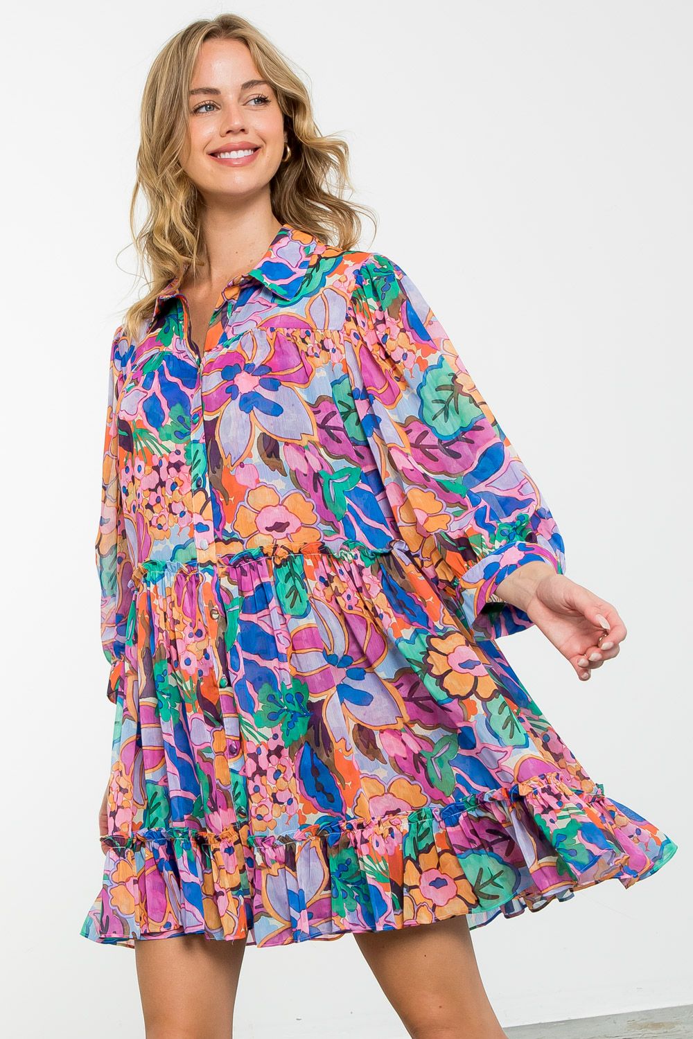 Flow is Flow Printed Dress-THML