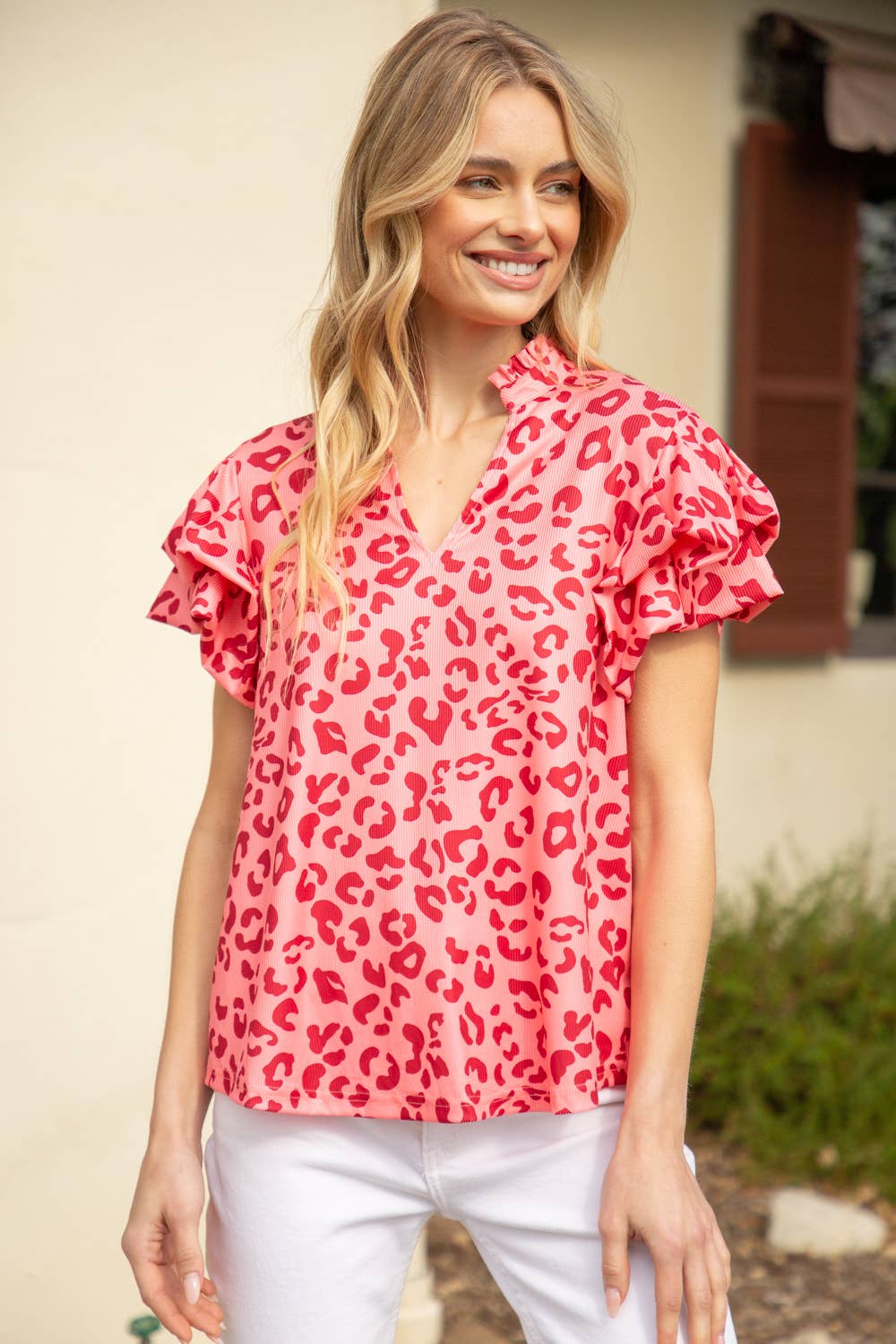 Casey Puff Bubble Sleeve Leopard Top