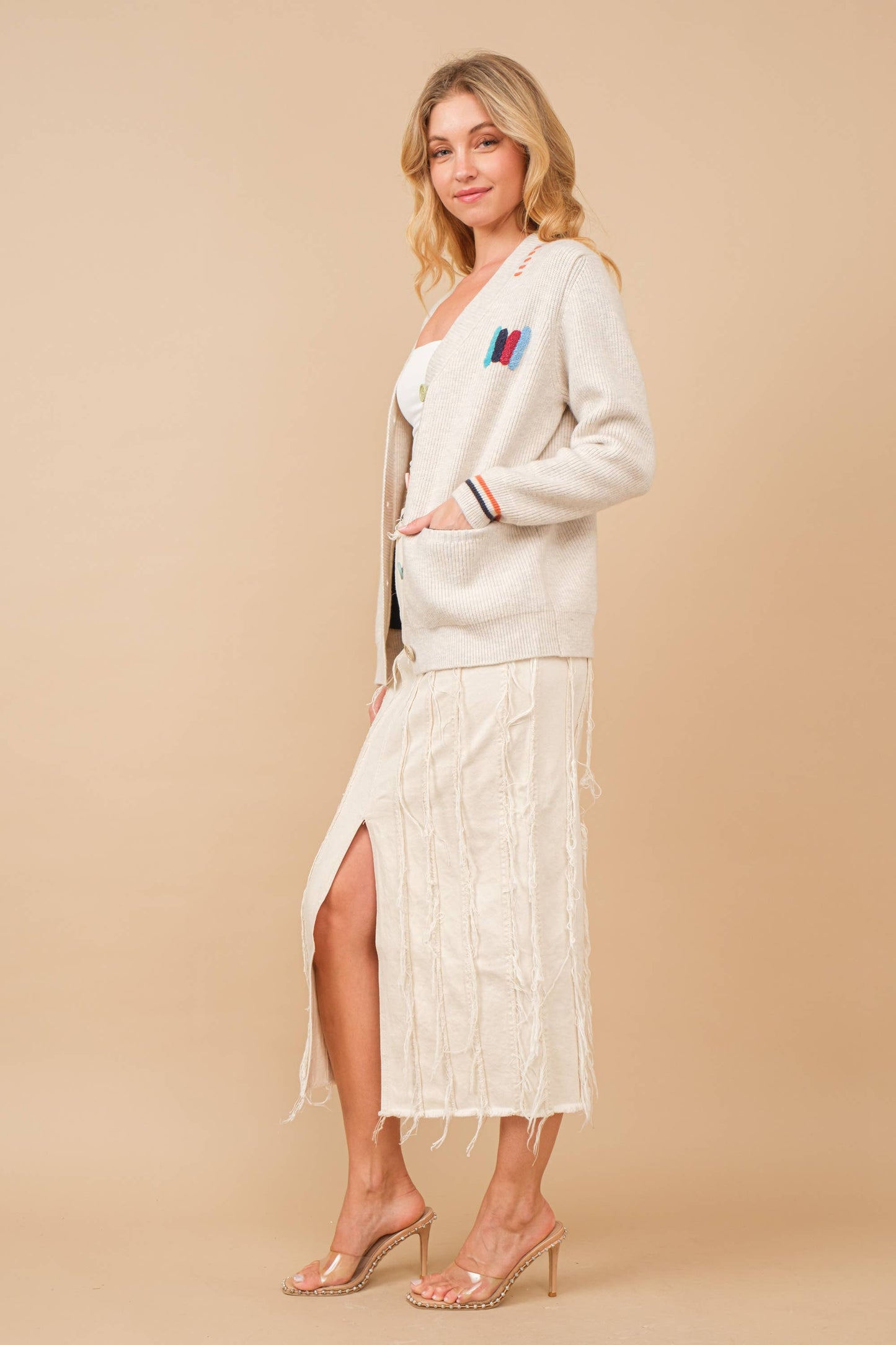 Varsity Soft Rib Cardigan Sweater