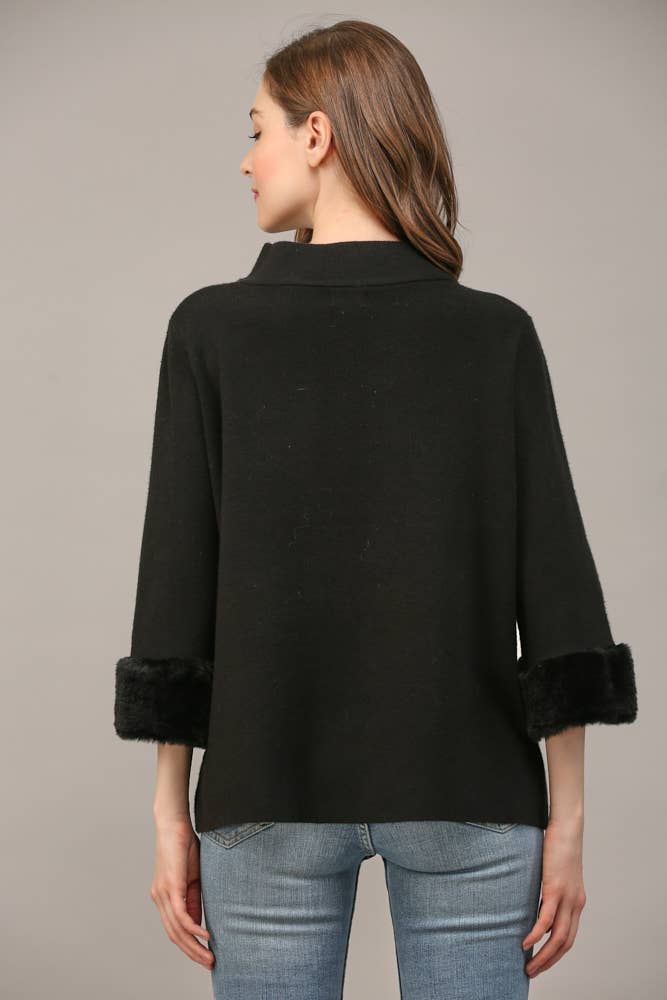 Annie Fur Sleeve Detail Sweater Top