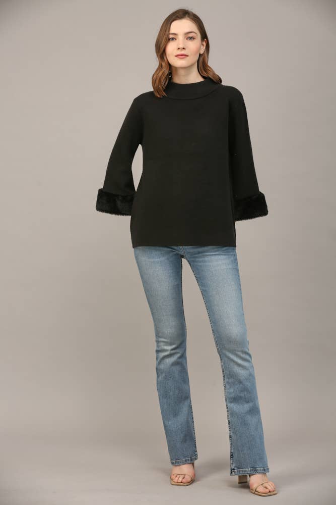 Annie Fur Sleeve Detail Sweater Top